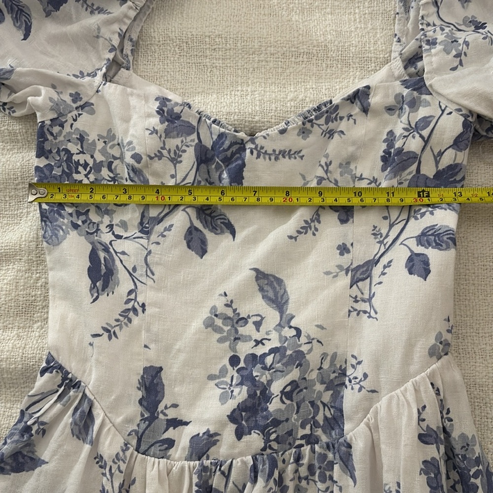 Reformation Cream Midi Dress with Blue Floral Print - Picture 12 of 15